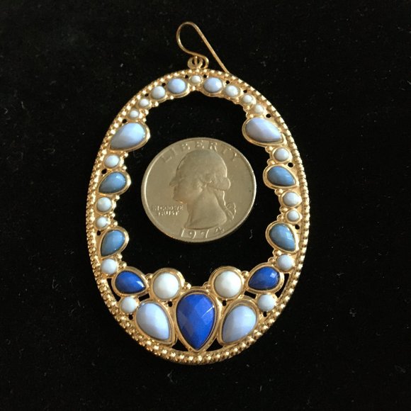 Pierced Earrings Vintage Retro Large Hoops Blues Women's Jewelry Costume   SALE! - Picture 15 of 15